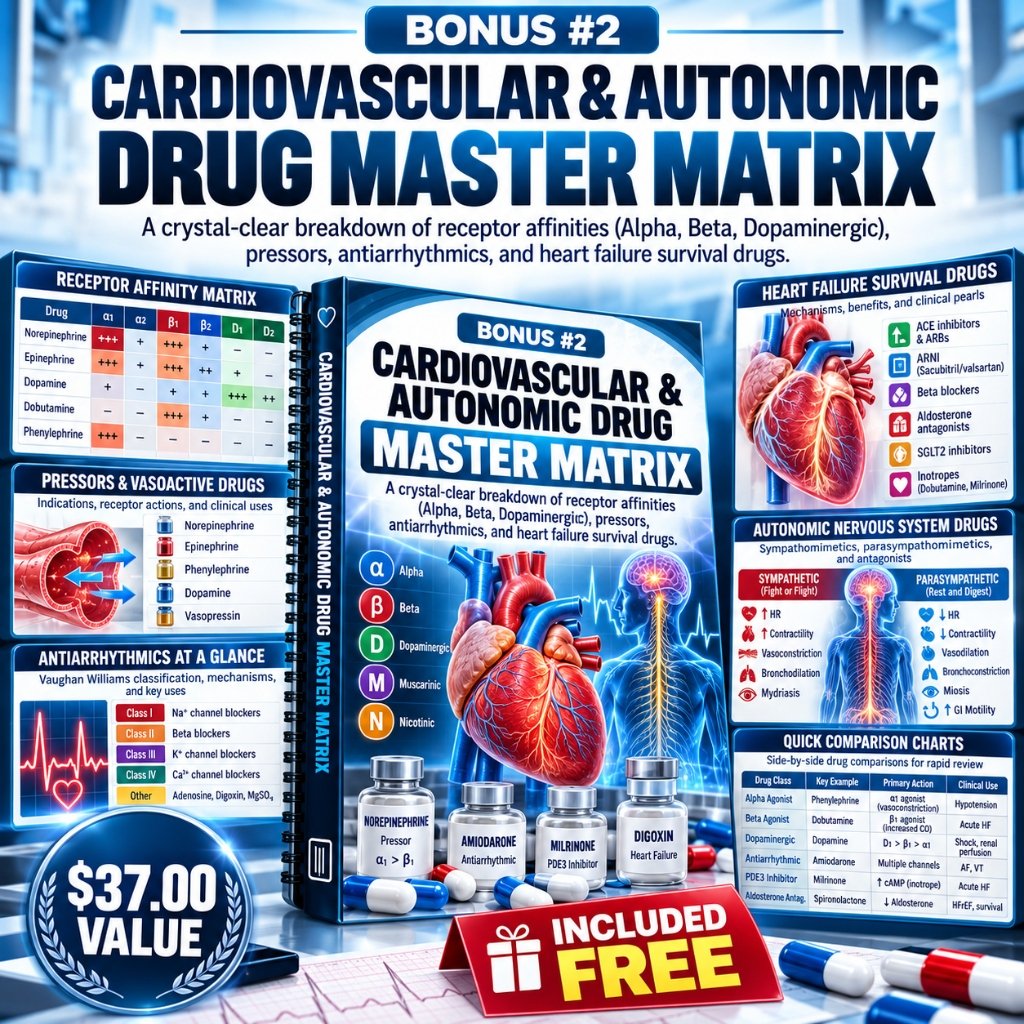 Bonus #2: Cardiovascular & Autonomic Drug Master Matrix