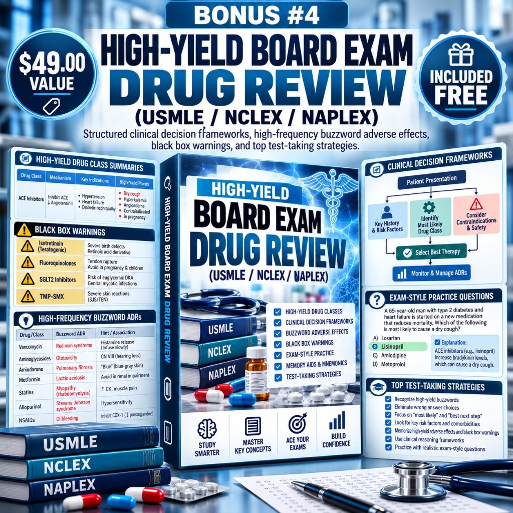 Bonus #4: High-Yield Board Exam Drug Review (USMLE/NCLEX/NAPLEX)