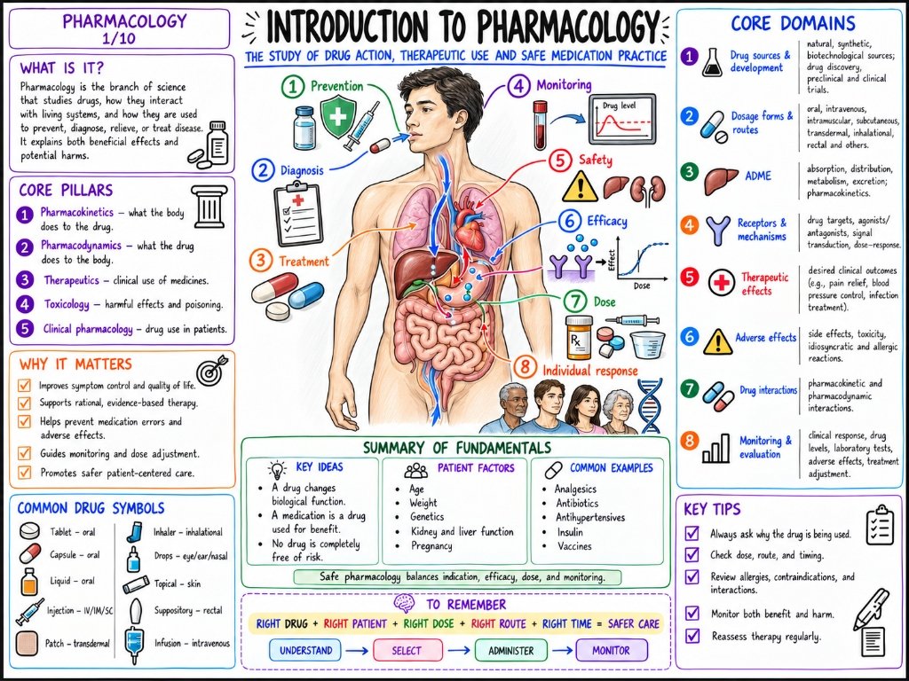Pharmacology 1/10: Introduction to Pharmacology โ Drug Action, Therapeutic Use and Safe Practice