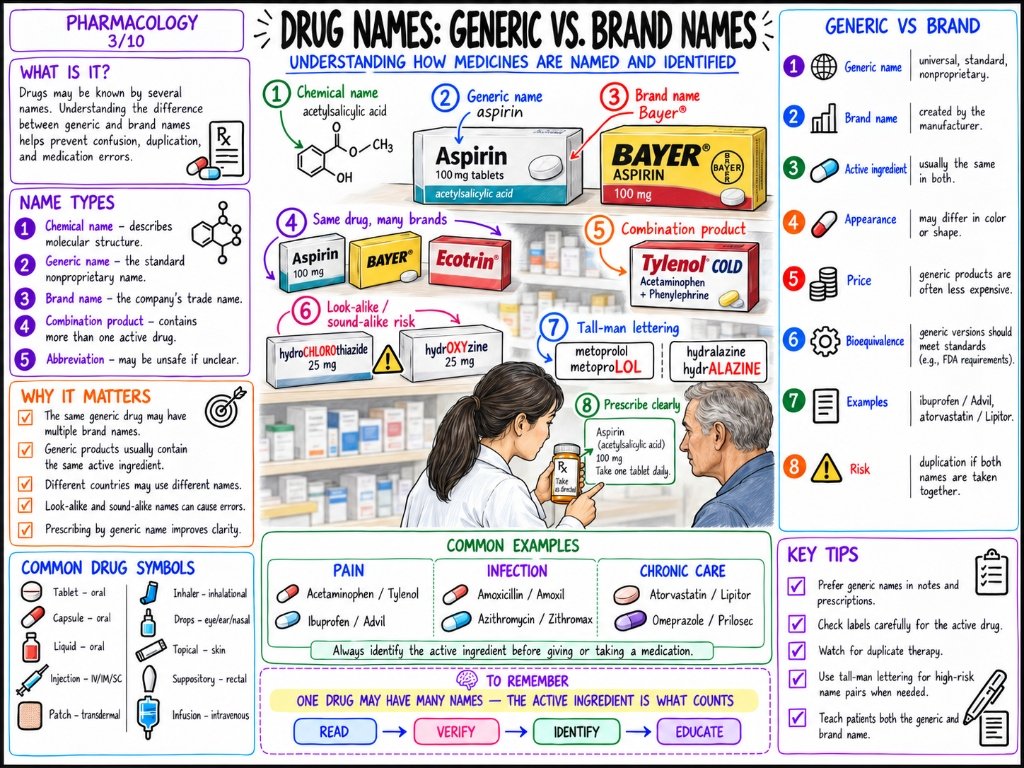 Pharmacology 3/10: Drug Names โ Generic vs. Brand Names