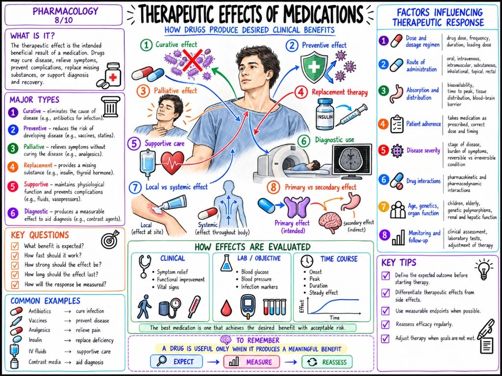 Pharmacology 8/10: Therapeutic Effects of Medications โ Expected Benefits & Clinical Response